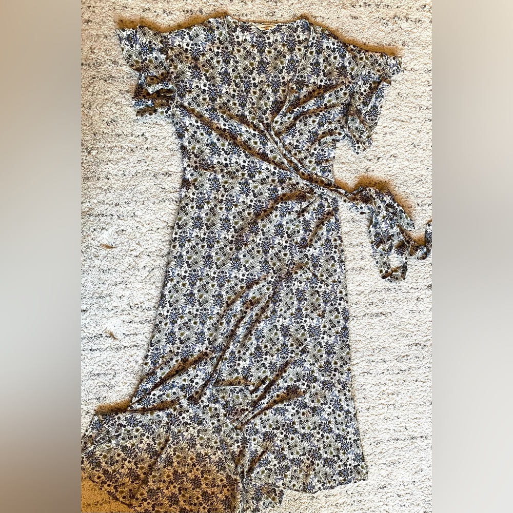 MAX STUDIO ruffled sleeve midi wrap dress Size S